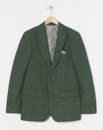 Green Wool Blend Suit Jacket
