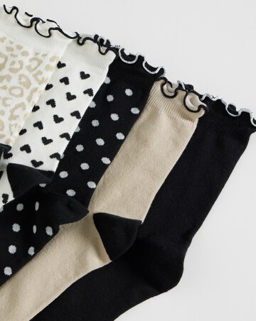 Pretty Secrets (5 Pair Pack) Lettuce Hem Ankle Socks (Wide Fit) Neutral Mix