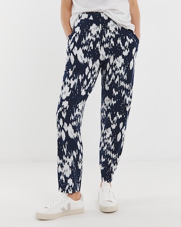 Navy Printed Jersey Tapered Trouser