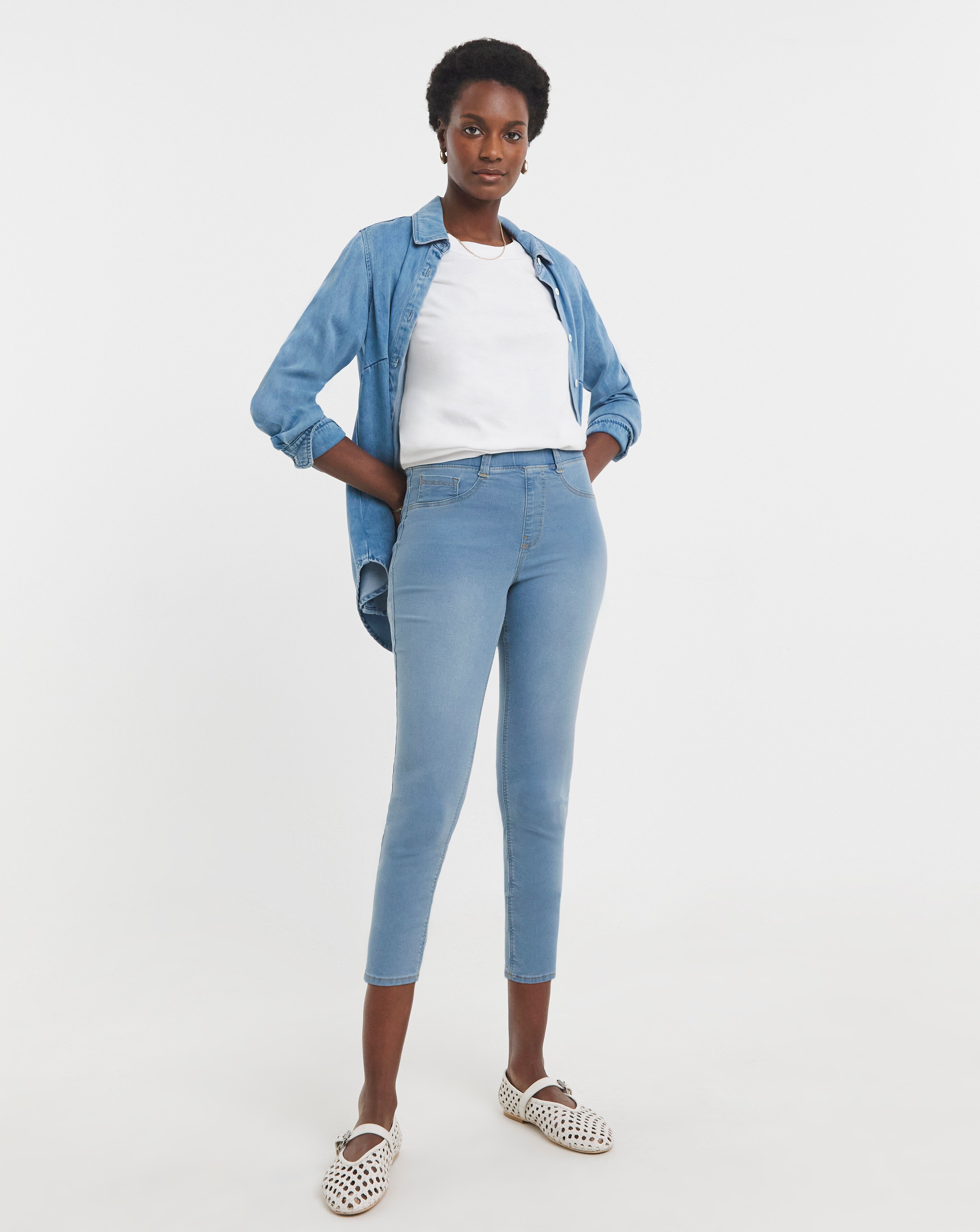 Light Blue Stretch Crop Jeggings