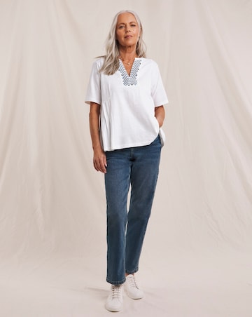 Julipa Pure Cotton Embroidered Pleated Top