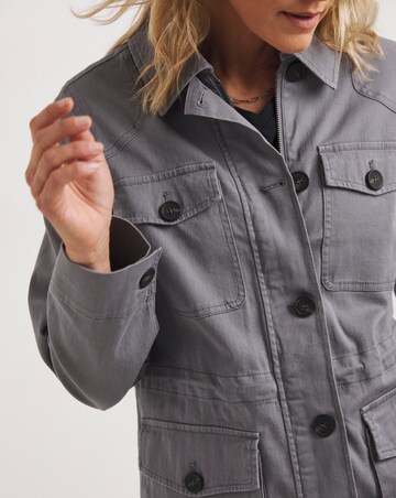 Washed Grey Stretch Utility Jacket