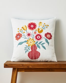 Deni Floral Boucle Embroidered Cushion