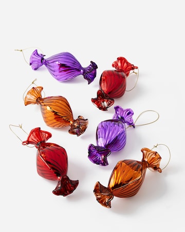 Set of 6 Glass Sweet Baubles