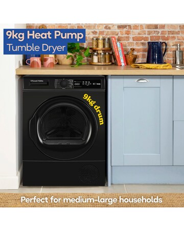 Russell Hobbs RH9HPTD111B, 9kg, Heat Pump Tumble Dryer - Black
