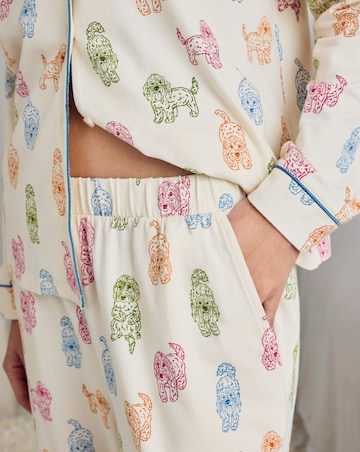 Chelsea Peers Organic Cotton Classic Pyjama Set Rainbow Cockapoo Print