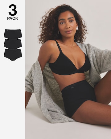 Sloggi 3 Pack Cotton Basic Maxi Knickers, Black, Skintone or White