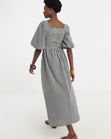 Check Shirred Dress