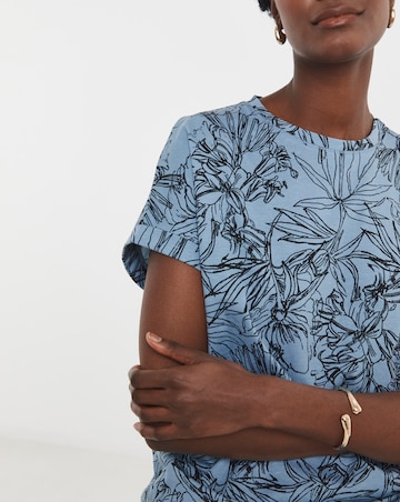 Pure Cotton Longline Short Sleeve Curved Hem Top