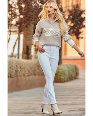 Sosandar Aztec Zip Collar Jumper