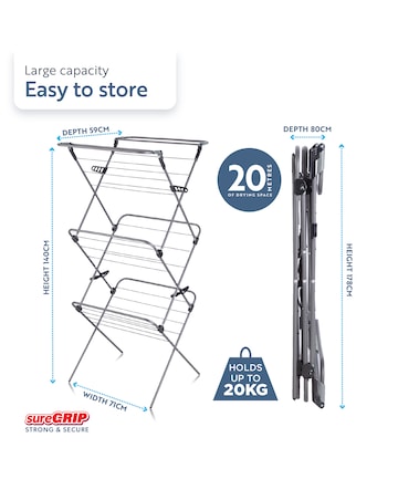 Minky Suregrip Long Drop Three Tier Airer