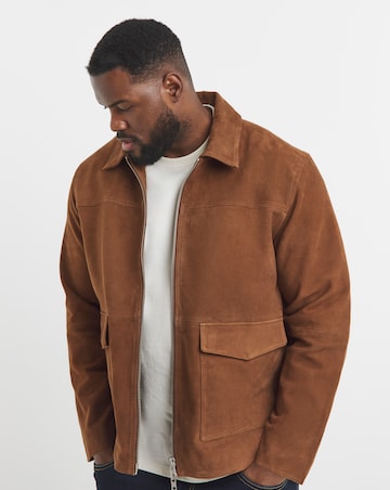 Jack & Jones Premium 100% Suede Jacket - Tan