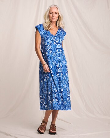 Julipa Pure Cotton Slub Printed Midi Dress