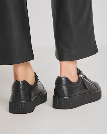 Quincy Side Zip Leather Trainer - Extra Wide Fit (EEE)