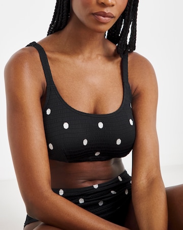 Simply Be Embroidered Spot Shirred Bikini Set