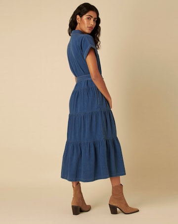 Nobody's Child Denim Ester Tiered Shirt Dress Plain