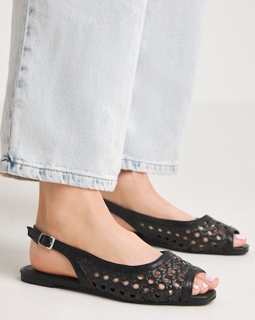 Cara Slingback Peep Toe Shoes - Wide Fit (E)