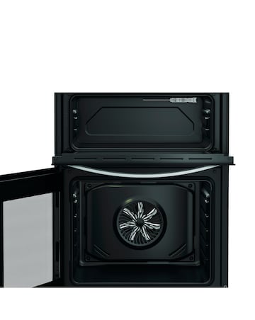 Indesit IDE6VMB 60cm Electric Double Cooker with Ceramic Hob - Black