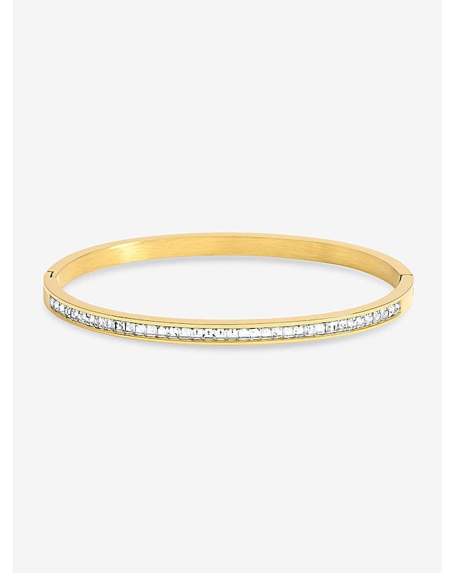 Jon Richard Gold Plated Stainless Steel Crystal Row Bangle