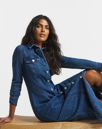 Dark Wash Midaxi Shirt Dress