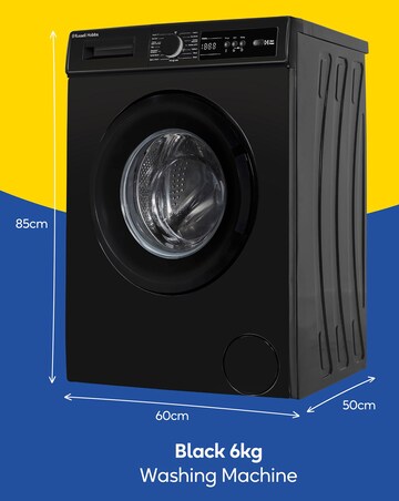 Russell Hobbs RH612W111B, 6Kg, 1200rpm, Washing Machine - Black