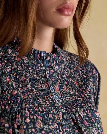 Joules Silvia Frill Neck Smocked Blouse