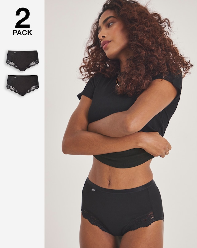 Sloggi (2 Pack) Romance Maxi Knickers Black
