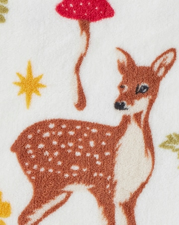 Woodland Animals Fleece Throw - Cream