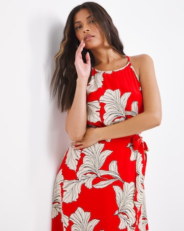 Floral Halter Neck Hi Lo Wrap Dress