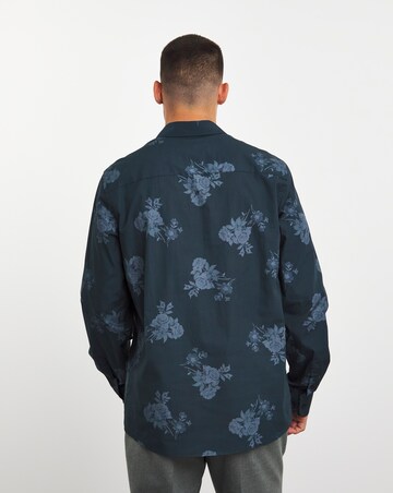 Long Sleeve Blue Floral Shirt