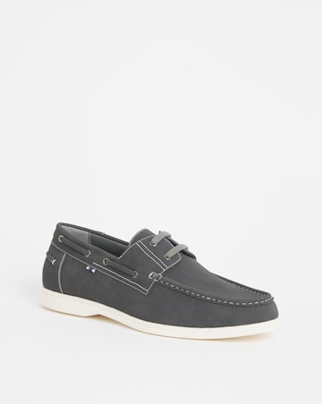 Leather Look Boat Shoe Wide Fit