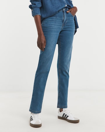 Mid Blue High Waist Super Soft Slim Leg Jean