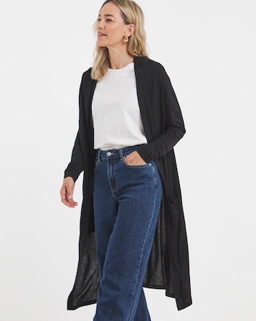 Black Longline Jersey Pocket Cardigan