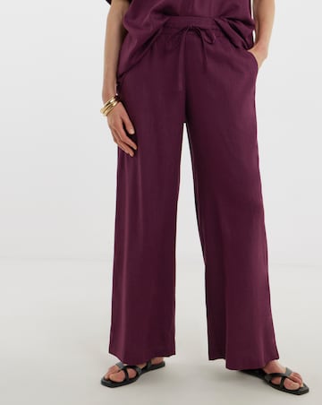 Linen Mix Wide Leg Trousers