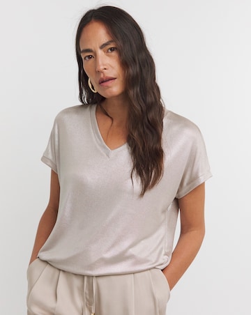 Pewter V Neck Foil T-Shirt