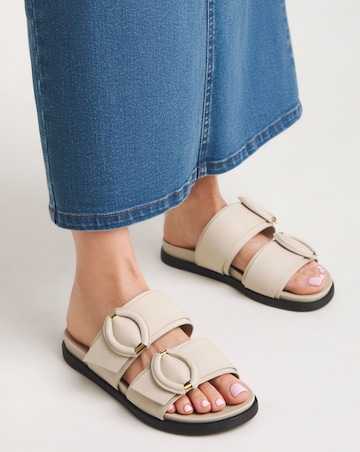 Anthology Gardenia Leather Double Buckle Mule Sandal - Wide Fit (E)