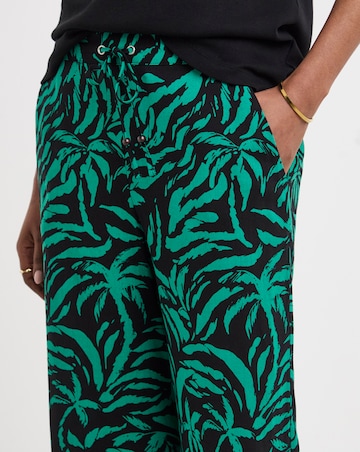 Tropical Print Wide Leg Trousers