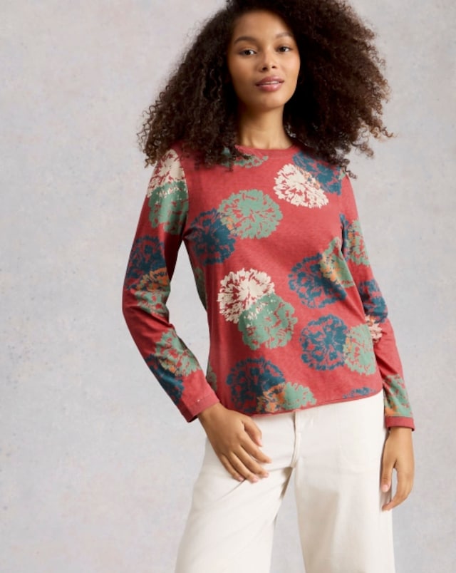 White Stuff Clara Long Sleeve Crew Neck Cotton Tee