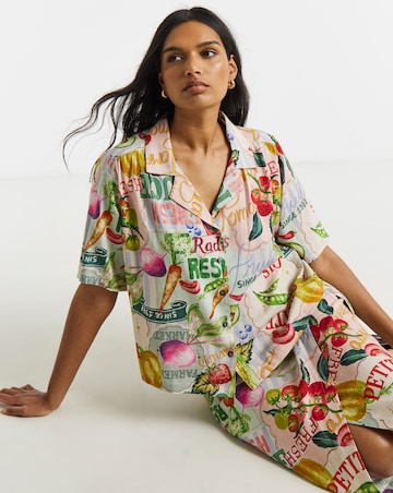 Postcard Print Linen Revere Shirt