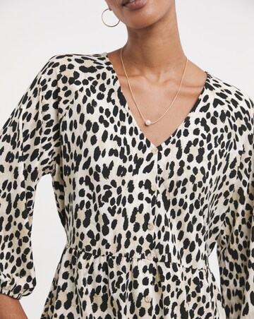 Leopard Print Button Front Longline Top