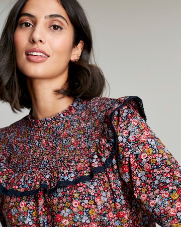 Joules Curved Yoke Top With frill