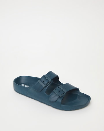 Navy Buckle Strap Slider Wide Fit