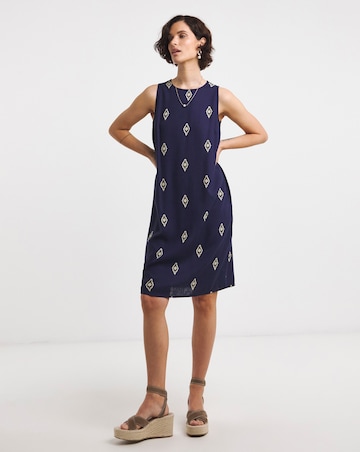 Linen Mix Sleeveless Shift Dress