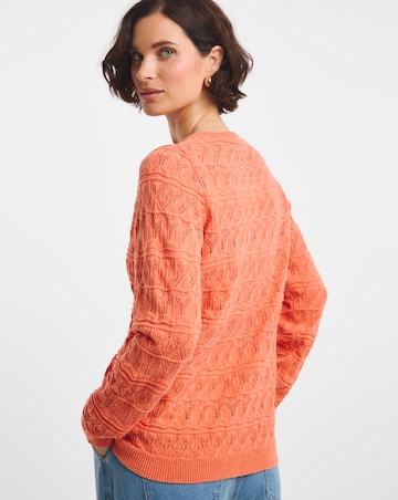 Coral Pointelle Cardigan