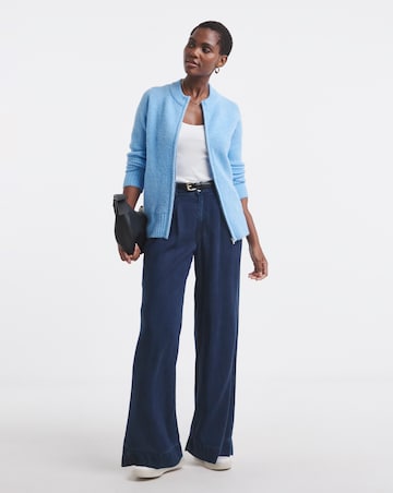 Blue Zip Through Pocket Cardigan