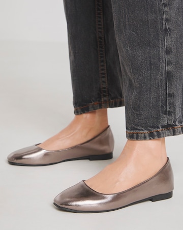 Clarice Square Toe Ballerina Shoes - Wide Fit (E)