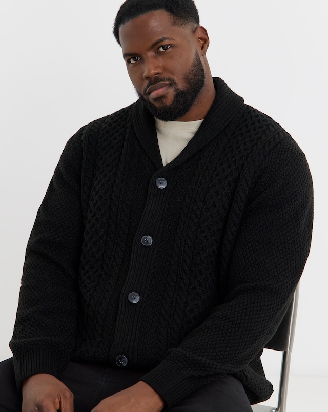 JACK & JONES Paul Knit Shawl Cardigan - Black