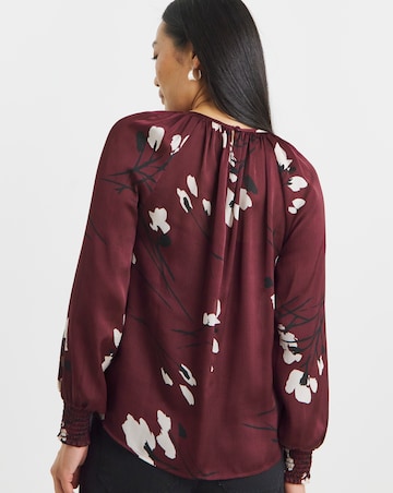 Printed Satin Raglan Sleeve Blouse