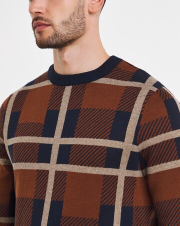 Patchwork Knitted Crew Neck Jumper