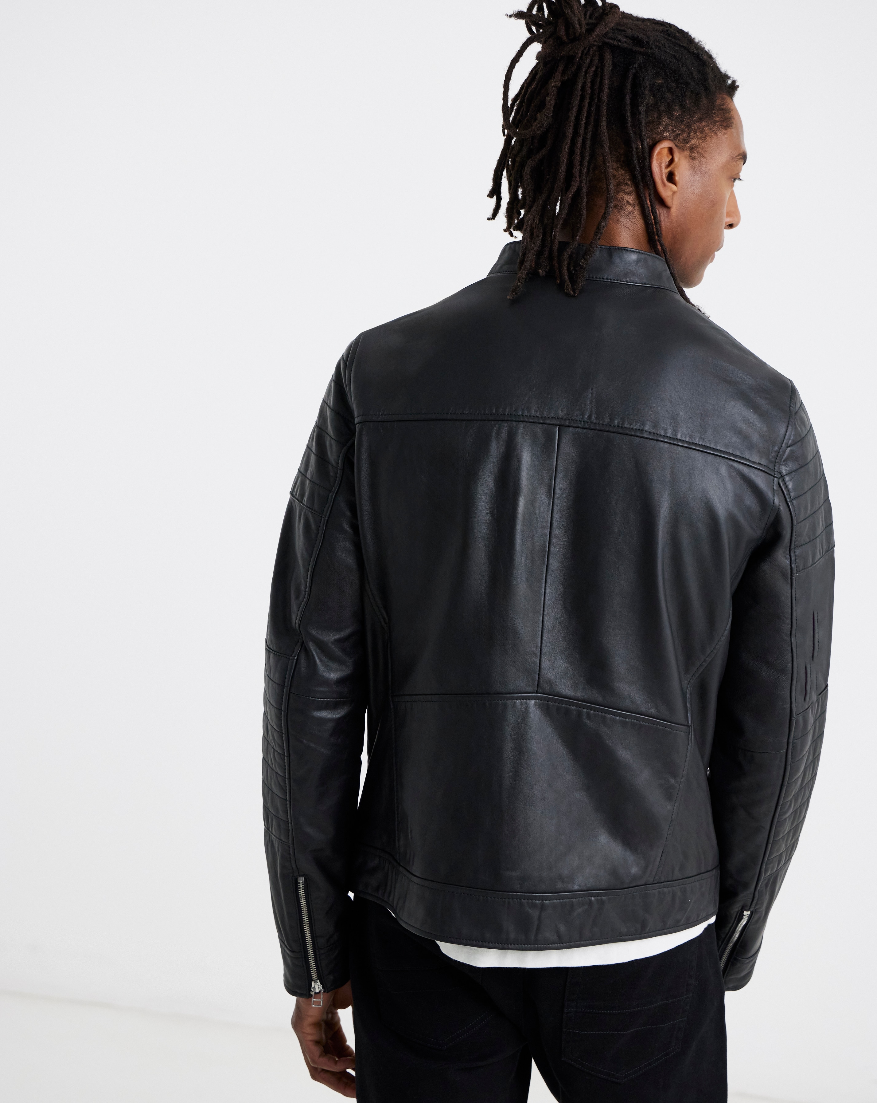 Black Leather Racer Jacket | JD Williams